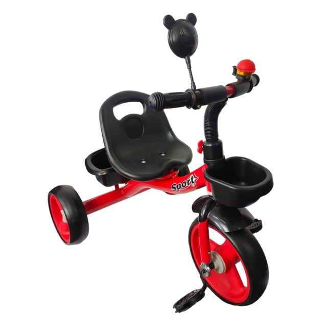 Triciclo The Baby Shop con canasto y espejo Rojo -