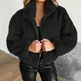 thumbnail image 3 of HOOJT Clearance! Women's 2024 Winter Coats Cropped Lapel Jacket Faux Furs Long Sleeve Pockets Shaggy Warm Cardigan Outerwear Fall Clothes, 3 of 5