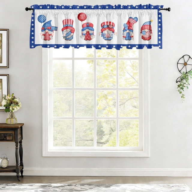Independence Day Short Curtain 53.9x17.7 Inch For Window Home And Festival Scene Decoration