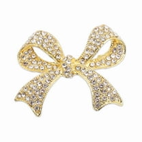 Rhinestone Bow Brooch Pin, Elegant Crystal Sparkly Bowknot Vintage Broach Pin Fashion Lapel Pin Women Wedding Party Bridal Suit Clothes Hat Jewelry Gift, Gold Tone