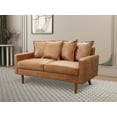 thumbnail image 2 of Koby Home 58" Mid-Century Loveseat Sofa Seat Faux Leather Sofas Couches 2-Seater Camel Brown, 2 of 5