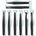 thumbnail image 3 of MMOBIEL 8 Piece Anti Static Precision Tweezer Set Black, 3 of 7