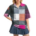 thumbnail image 1 of Sewkxo Polo à Manches Courtes pour Femmes, Col Oversize, T-Shirt à Enfiler Y2k, Décontracté, Ample, Mode Urbaine, Chandail de Rugby, Rose Vif P, 1 of 6