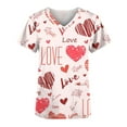 thumbnail image 4 of TIMIFIS Haut de Sarrau Rouge Femme Imprimé Manches Courtes Col en V Hauts Uniforme Saint-Valentin Imprimé Poches Blouse Soins Infirmiers avec Poches-Rouge Imprimé, 4 of 5