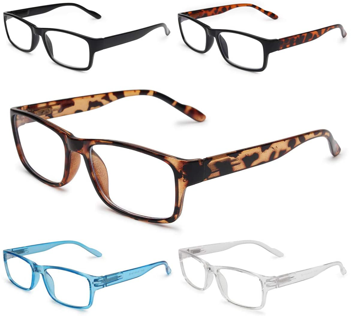 5 Pair Reading Glasses Quality Lightweight Blue Light Blocking Eyeglasses with Spring Hinge Readers for Women Men 