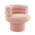 thumbnail image 4 of Christopher Knight Home Modern 360° Swivel Barrel Accent Chair, Teddy Upholstered Round Vanity Chair, Pink, 4 of 11