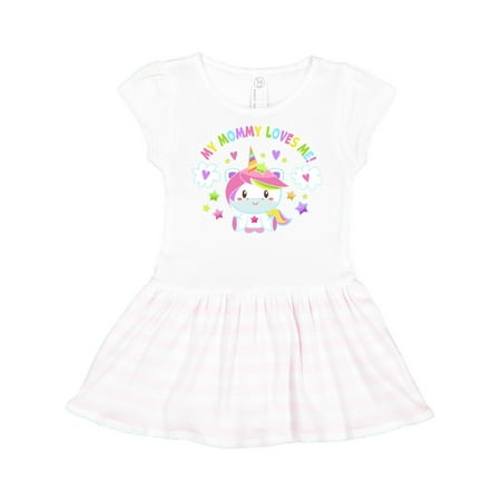 

Inktastic My Mommy Loves Me with Cute Rainbow Unicorn Gift Toddler Girl Dress