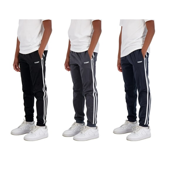 Hind Boys 3-Pack Fleece Jogger Sweatpants for Athletic casual Wear (Black-Asphalt-Eclipse, 14-16)
