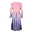 thumbnail image 6 of Fmbrln Dress for Women Long Sleeve Crew Neck Midi Dress Casual Loose Gradient Print A-Line Dress Fashion Holiday Dress, 6 of 7