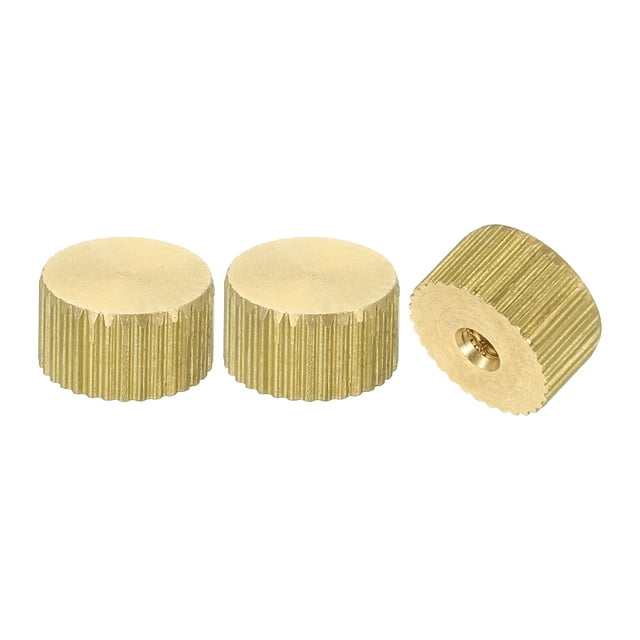 Tuercas de pulgar estriadas Uxcell, paquete de 3 M3 x D11mm x H6mm, tuerca de latón con cabeza plana para agujero ciego para piezas de impresora 3D