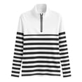 thumbnail image 5 of AnuYalue Quarter Zip Striped Sweatshirt Womens Fashion Collar Half Zip Shirt Oversized Pullover Casual Long Sleeve Tops, 5 of 6