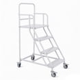 thumbnail image 6 of 880LBs Load Capacity 4 Steps Rolling Ladder, Rolling Warehouse Step Ladder, Steel Industrial Platform Ladders with Handrails for Industrial Site, 6 of 9