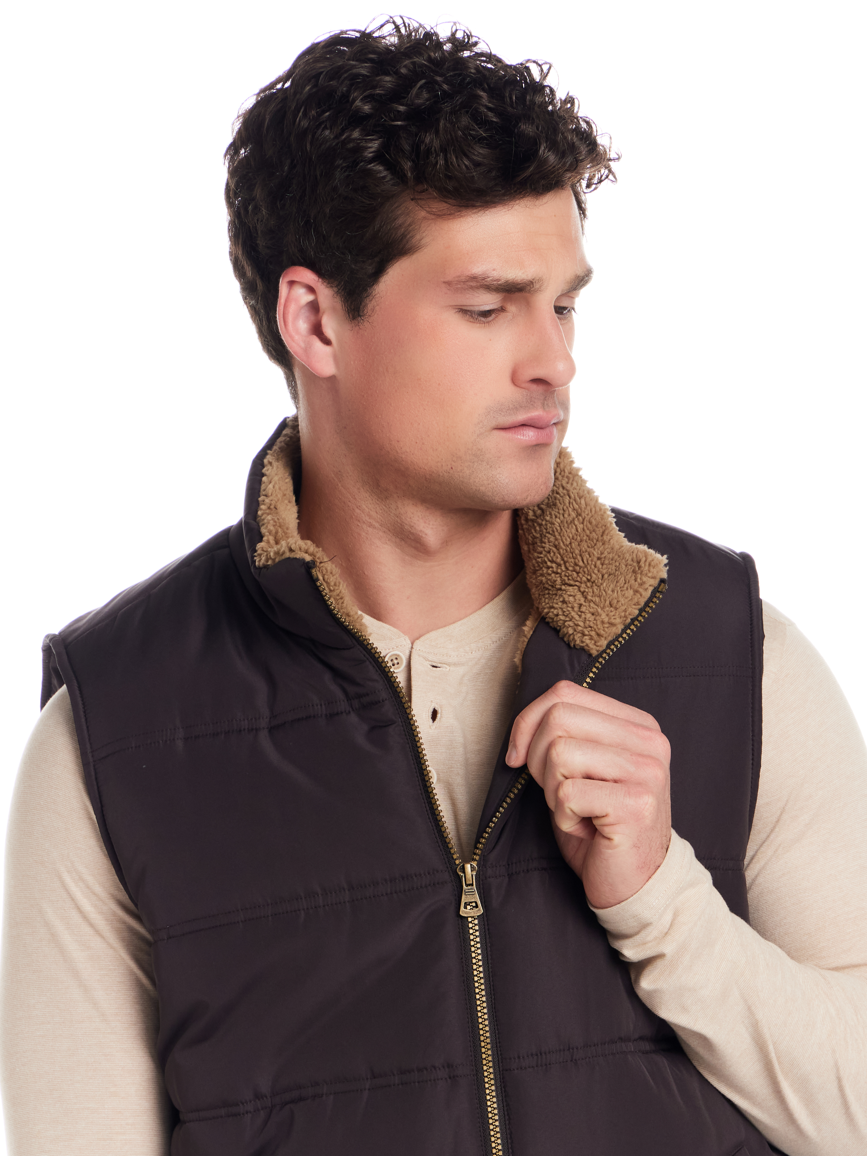Frontier Threads Men's Sherpa Lined Horizontal Quilted Vest