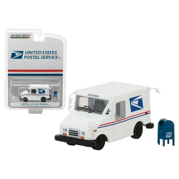 United States Postal Service (USPS) Long Life Postal Mail Delivery Vehicle (LLV) with Mailbox Accessory Hobby Exclusive 1/64 Diecast Model Car by Greenlight