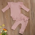 thumbnail image 4 of Coduop Toddler Baby Girls Outfits Long Sleeve Ruffle Bodysuit Romper Pants Set, 4 of 7