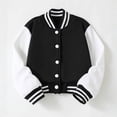 thumbnail image 7 of GiLiling Kids Color Block Baseball Jacket for Boys Girls, Lightweight Button Coat with Pockets, Casual Daily School Outerwear Top Wear (Black, 7-8 Years), 7 of 7