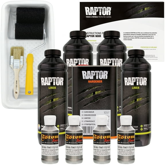 Raptor Pewter Metallic Urethane Spray-On Truck Bed Liner Roller Kit, 4 Liter
