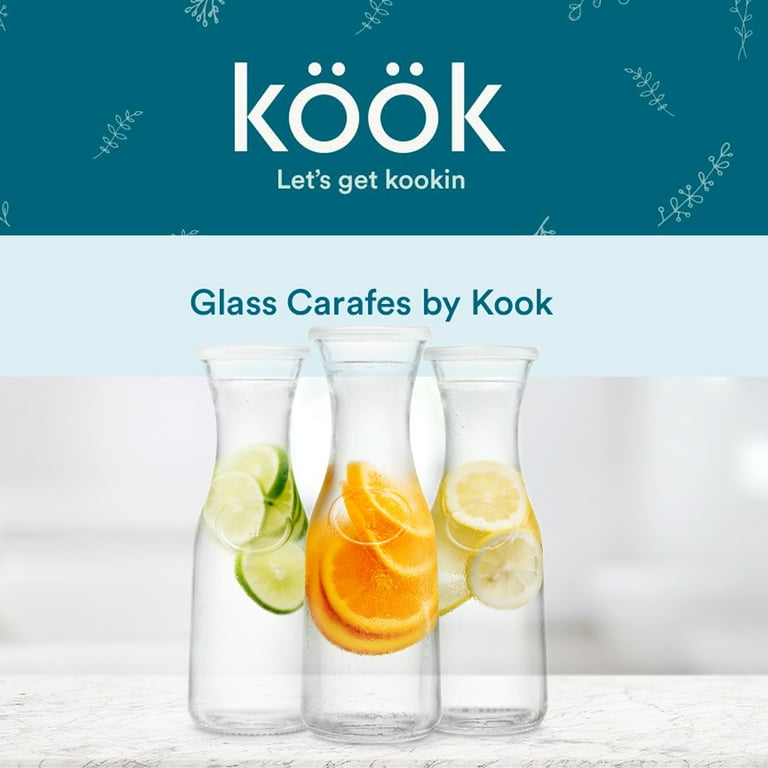 Kook Glass Pitcher Carafes with Lids, 35 oz, Set of 3