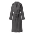 thumbnail image 6 of VEKDONE Clearance 2024 Women Elegant Notched Collar Solid Color Mid-Length Double Breasted Slim Fit Wool Blend Trench Pea Coat Overcoat Dark Gray S, 6 of 7
