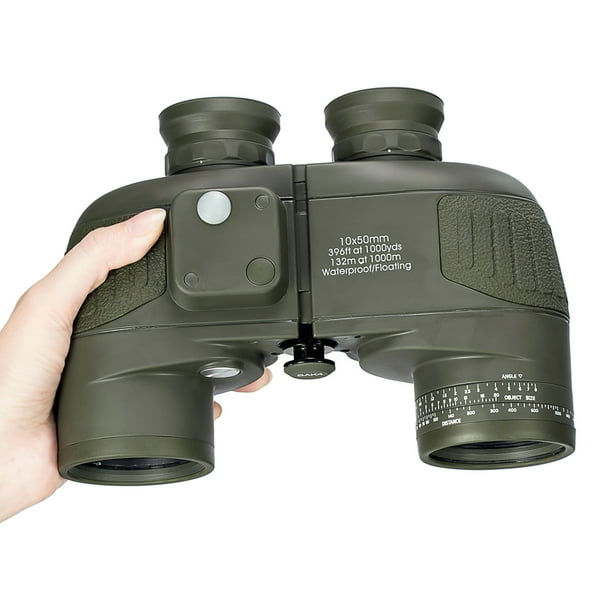 LAKWAR Binoculars with Compass and Rangefinder 10x50 Large Object