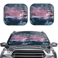 thumbnail image 2 of Haiem Boat Lighthouse Storm Waves Car Windshield Sun Shade (2 Pieces) Foldable Windshield Sun Shade Car Accessories for Truck SUV Pickup-Small, 2 of 7