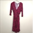 thumbnail image 3 of Leota Women's Wrinkle Free 3/4 Sleeve Flattering Waist Tie Wrap Dress Pink L,NWT, 3 of 4