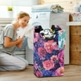thumbnail image 5 of Yayeee Freestanding Laundry Hamper with Handle Collapsible Large Storage Basket for Clothes, Vibrant Art Flowers, 5 of 7