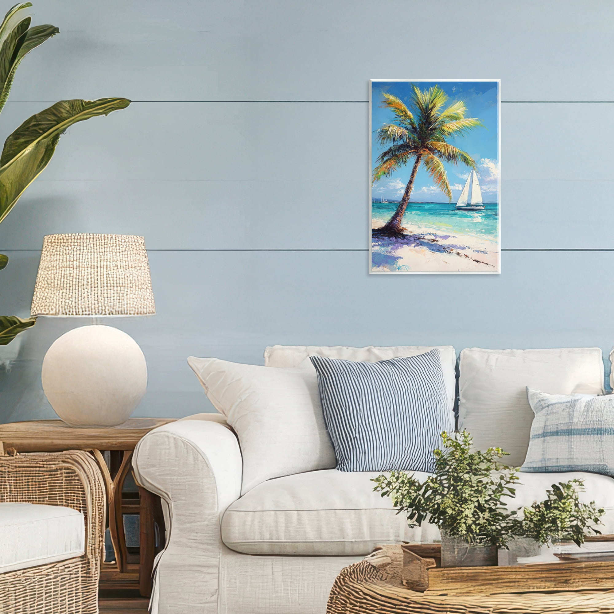 Stupell Industries Palms & Sails Beach View Wall Plaque Art, design by Petal Prints Design