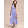 thumbnail image 5 of Drtj 2-14T Junior Flower Girl A-line Scoop Asymmetrical Satin Wedding Bridesmaid Cascading Ruffles Dress, 5 of 6