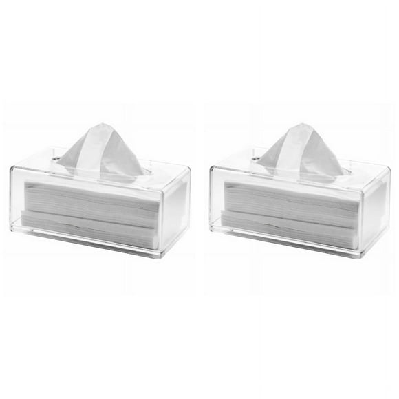 2X Soporte para Caja de Pañuelos de Acrílico Transparente con Cubierta, Caja Dispensadora de Pañuelos Faciales para Encimera, Hoja Secadora de Plástico Transparente A
