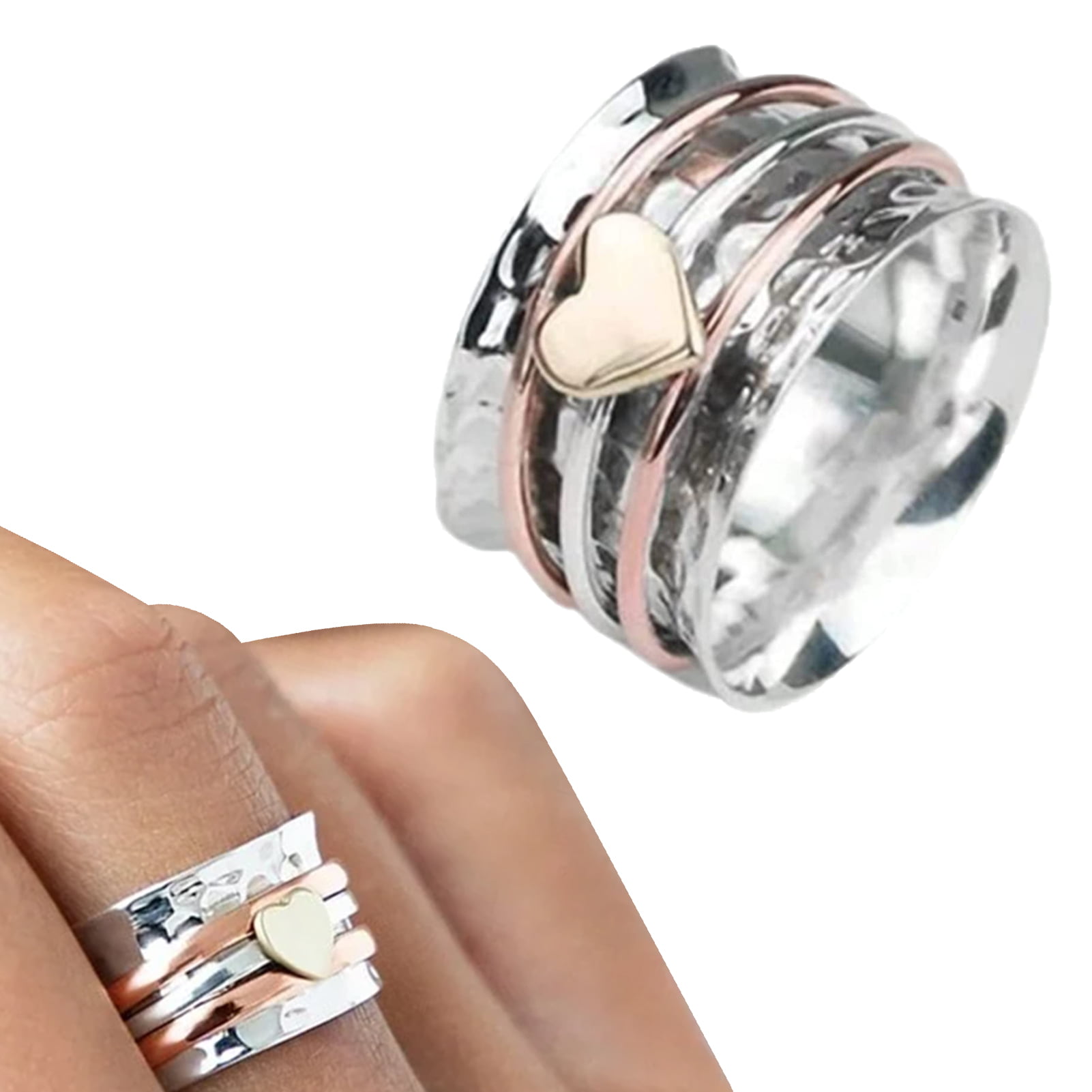 tweedehands straal geboorte Facaimo Self Love Spinner Rings For Women | Fashion Heart Rings Rotating  Fidget Ring | Heart Design Spinners Ring Love Ring Birthday Gifts For Women  Size 5-10. - Walmart.com