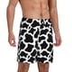 thumbnail image 2 of Balery Cow Print Black White Pantalones cortos de pijama de punto de algodón para hombre con cinturilla y bolsillos-Medium, 2 of 6