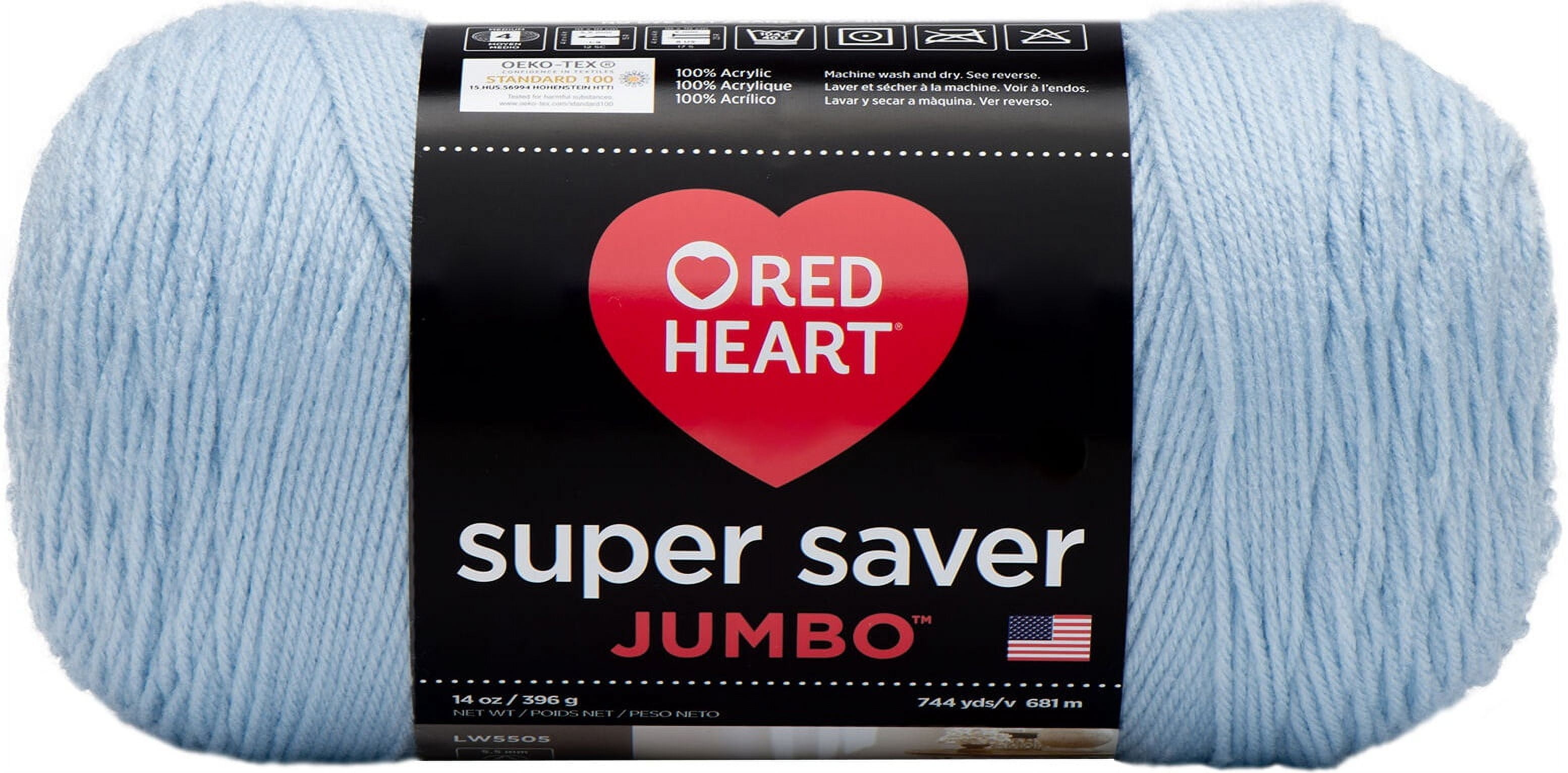 Red Heart Super Saver Jumbo Light Blue Yarn - 2 Pack of 396g/14oz - Acrylic - 4 Medium (Worsted) - 744 Yards - Knitting/Crochet