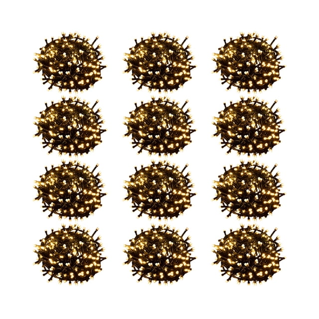 Serie Navideña Decorativa Luz Led Cálida Importadora La Merced 100 Focos 8 Funciones Cable Verde 7 m Paquete 12 pz