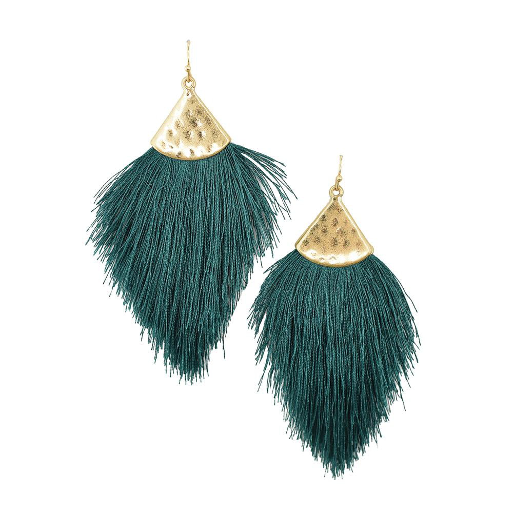 boho tassel earrings Royal blue tassel earrings blue cotton fringe earrings dusty blue earrings tiny drop earrings cheap earrings