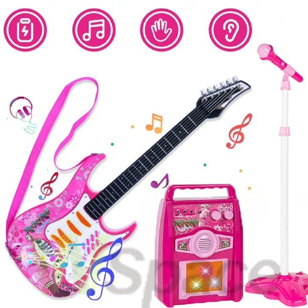 22 Kids Electric 6 String Rock Star Guitar & Extendable Microphone Musical Toy