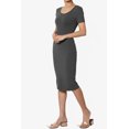 thumbnail image 3 of TheMogan Robe Midi Moulante en Jersey de Coton Extensible à Manches Courtes pour Femmes, 3 of 6