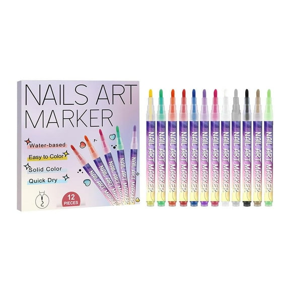 12 Colors Nail Art Pens Set, 3d Nail Art Marker Kit, Diy Nail Polish Markers Pens, Waterproof Acrylic Point Liner Set, Graffiti Dotting Pen