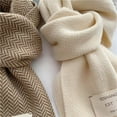 thumbnail image 4 of Fashion New Stripe Pattern Neck Protection Keep Warm Knitted Scarf Warm Scarves Long Scarf Winter Scarves BEIGE, 4 of 8
