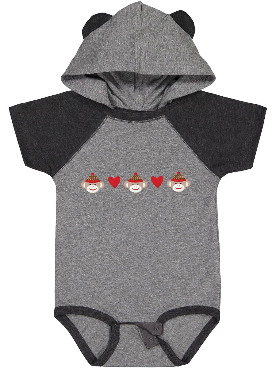 NEW Baby Boys Bodysuit 0-3 Mo Bananas Over You Monkey Creeper Outfit Red Heart 