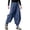 Navy Blue, variant on Men's Summer Cotton Linen Harem Pants - Loose Fit, Elastic Waist, Drawstring, 45% Linen 35% Cotton, M-XXXL Sizes, Beach/Vacation/Casual