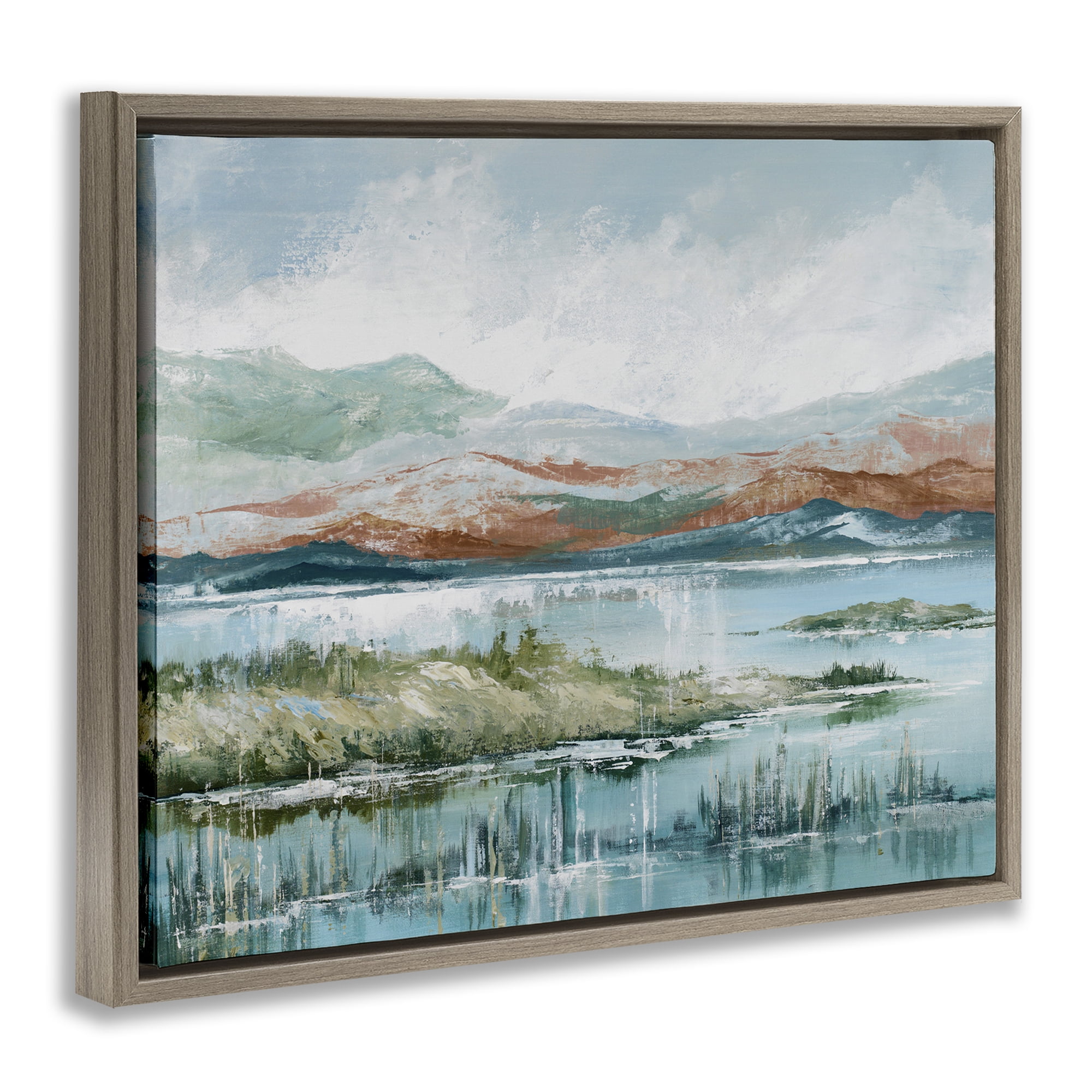 Stupell Industries Western Rustic Landscape Landscape Painting Brown Floater Framed Art Print Wall Art, 21 x 17