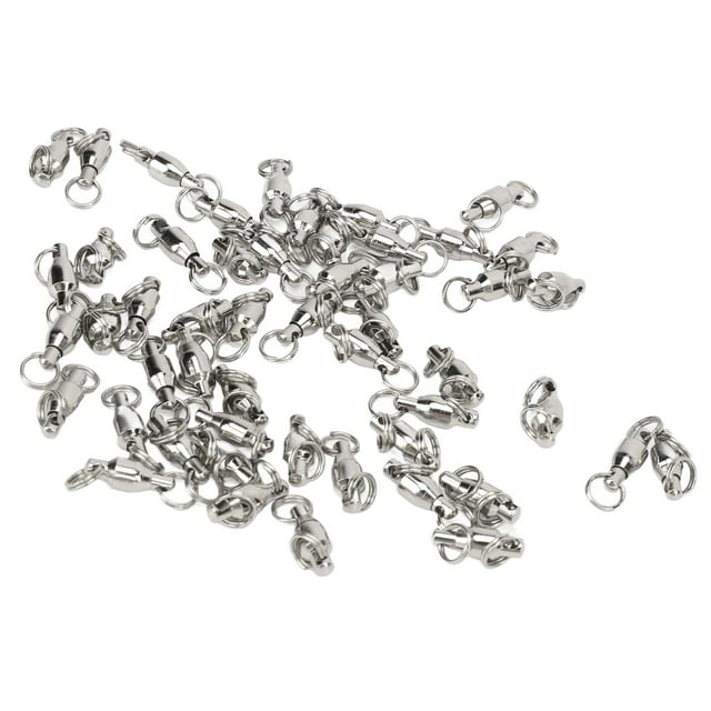 50 Pcs Connecteur à Rotules à Roulement à Billes Haute Résistance en Acier Inoxydable Anneaux Solides Soudés Rotules de Baril Eau Salée Eau Douce Pêche