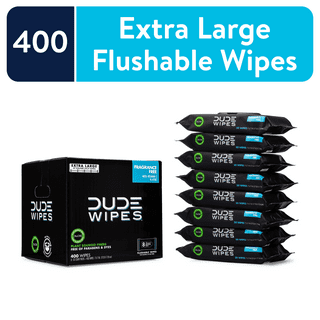 Dude Wipes Flushable Wipes Dispenser Unscented Wet Wipes with Vitamin-E & Aloe for At-Home Use Septic and Sewer Safe 48 Count (Pack of 6)