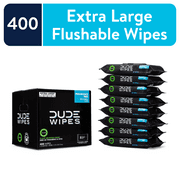 DUDE Wipes Flushable Wipes, Unscented XL Wet Wipes to Use with Toilet Paper, 8 Pack, 400 Count