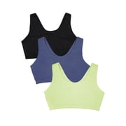 Fruit of the Loom Women's Tank Style Cotton Sports Bra, 3-Pack, Style 9012