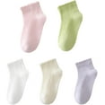 thumbnail image 7 of 5 Pack Toddler Baby Girls Ruffle Socks Summer Mesh Thin Frilly Dress Solid Ankle Socks for 1-8T Kids, 7 of 7