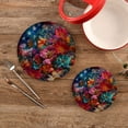 thumbnail image 2 of Wobogo American Flag Flower Trivets Potholders Set of 2 Cotton Woven Round Hot Plate Mats for Hot Dishes Bowls Teapots, 2 of 7