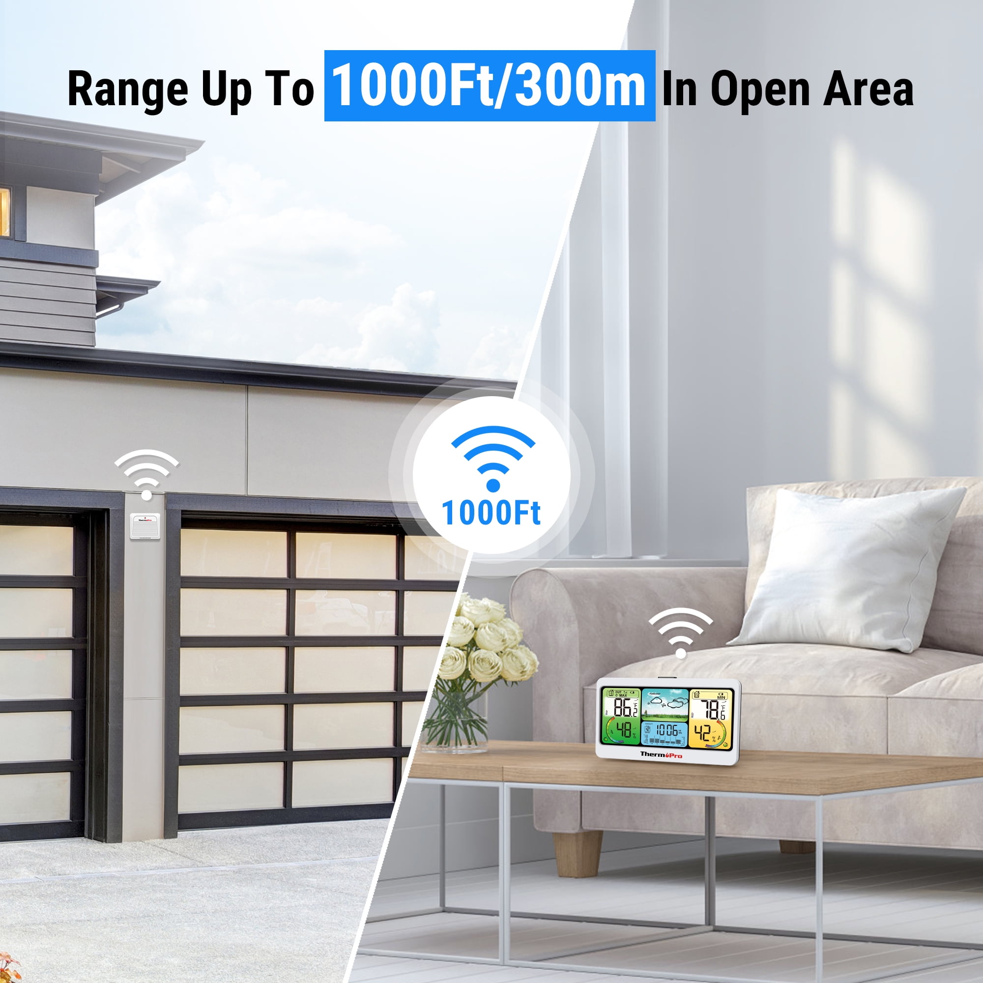 ThermoPro TP200B 150M Wireless Remote Range Weather Station Indoor