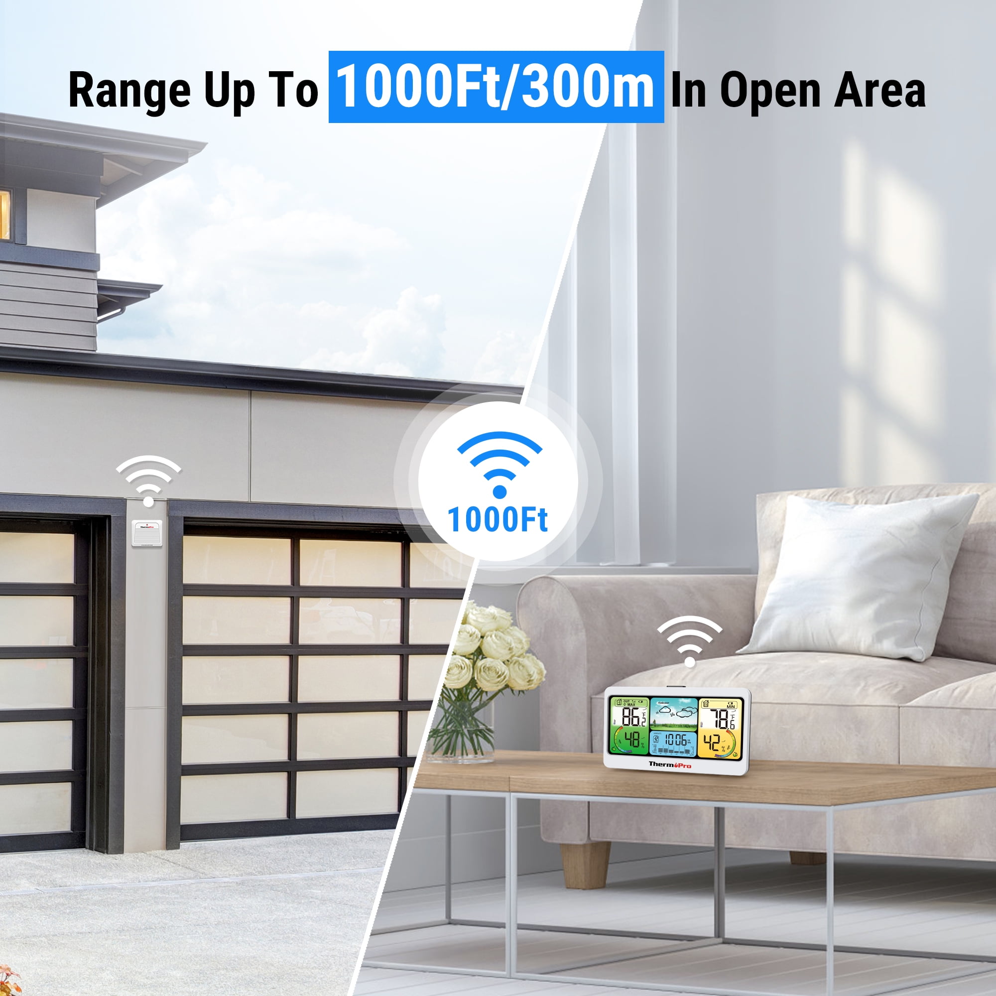 ThermoPro 1000FT Wireless Weather Station, Indoor Outdoor Thermometer Hygrometer Barometer Forecast